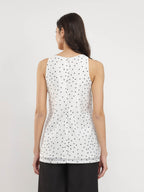 Polka Print V-Neck Top - White & Black