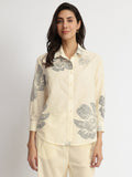 Cotton Bandhani Floral Shirt - White