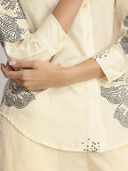 Cotton Bandhani Floral Shirt - White