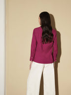 Cotton Abstract Print Shirt - Magenta